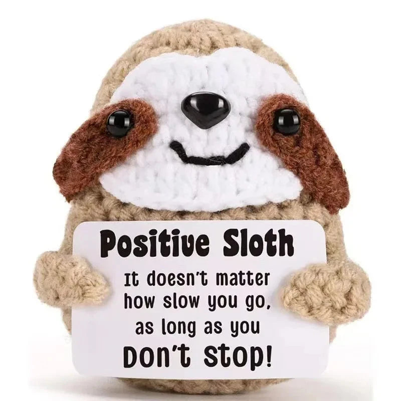 New Positive Energy Potato Hug Pocket Mini Handmade Plush Wool Knitting Doll with Card Funny Christams Gift Home Room Decoration Good Vibrations