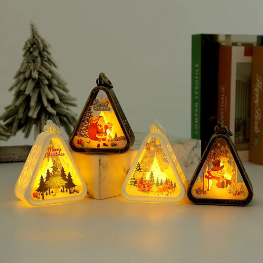 Christmas decorations night lights glowing gifts window tabletop ornaments arrangement props ambient christmas tree pendants Good Vibrations