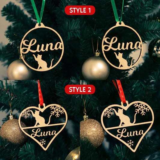 Personalized Cat Christmas Tree Decoration Custom Baubles Set Cat Gift Christmas Heart Bauble Personalised Hanging Ornament Good Vibrations