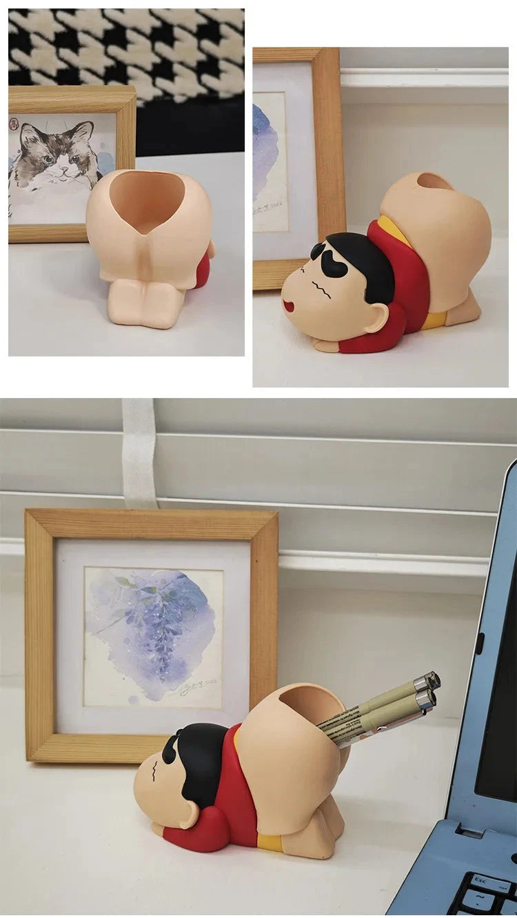Crayon Shin-chan Pen Holder Funny Butt Desk Organizer Gift for Best Friend Kids Birthday Office Decor Funny Pen Holder Gift Good Vibrations