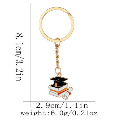 20 Graduation Gifts: Graduation Cap-shaped "Happy Graduation" Keychains. Metal material, suitable for graduation/school return g Good Vibrations