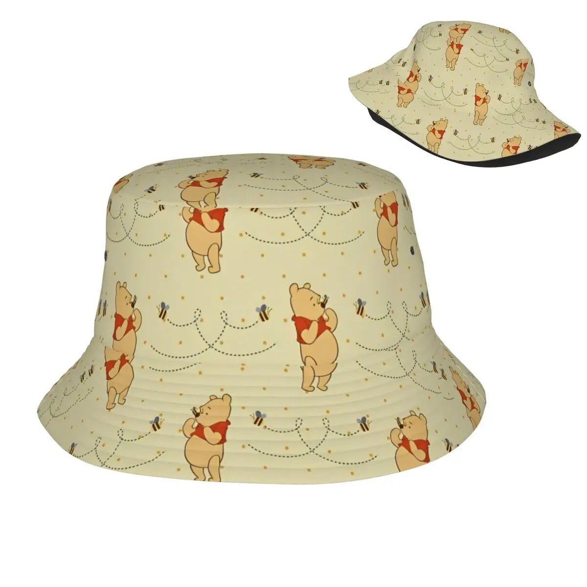Vocation Getaway Headwear Winnie The Pooh Merch Bucket Hat Unique Women Men Sun Bob Hats Good Vibrations