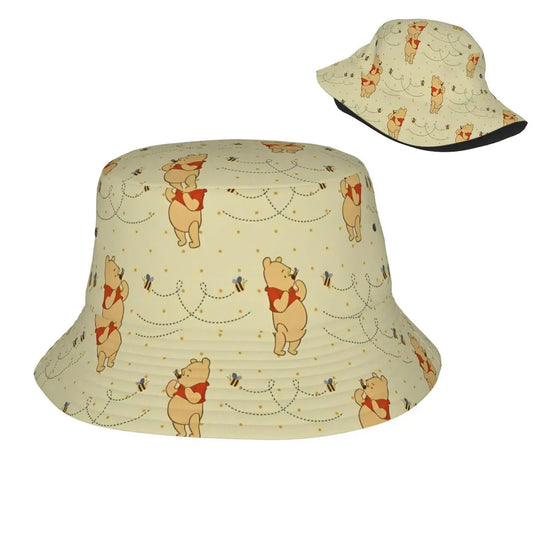 Vocation Getaway Headwear Winnie The Pooh Merch Bucket Hat Unique Women Men Sun Bob Hats Good Vibrations