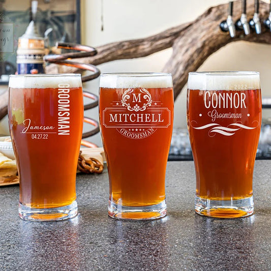 Personalized Custom Beer Mug Creative Transparent Glass Laser Engraved Pint Cup Wedding Party Favor Groomsmen Gift Good Vibrations