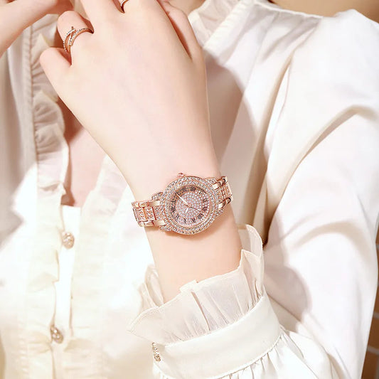 Women's Watches Fashion Original Quartz Wrist Watch for Ladies Roman Dial Dazzling Diamond Waterproof Luminous Luxury New Good Vibrations