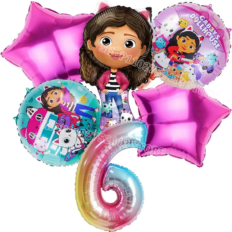 Gabby Dollhouse Birthday Party Supplies Kids Disposable Tableware Backdrop Cake Decoration Girl Baby Shower Numbers Balloon Gift Good Vibrations