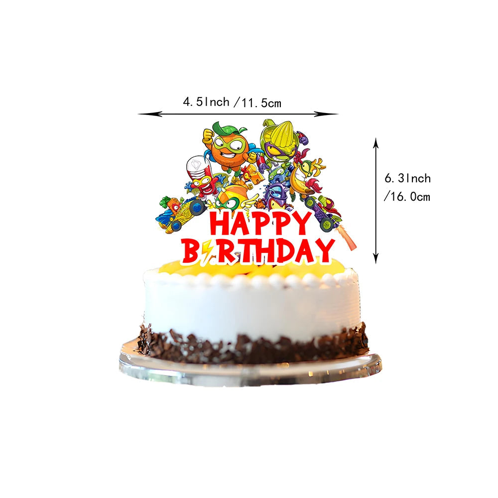Superzings Birthday Party Decoration Balloon Banner Cake Topper SuperthingsTableware Birthday Party Supplies Baby Shower Good Vibrations