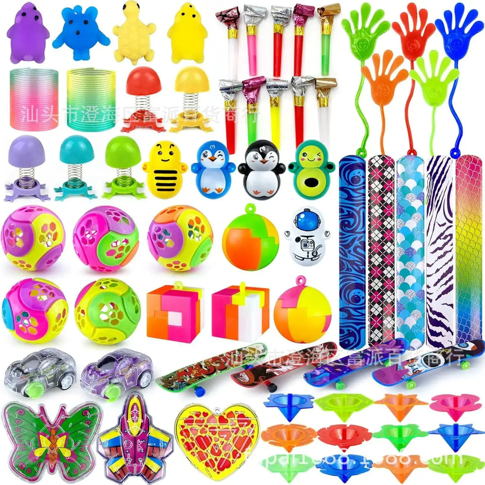 52/120Pcs Kids Birthday Party favors Pinata Stuffed Toy Finger Skateboard Stress Relief Toys Carnival Prize Pinata Filler Gift Good Vibrations