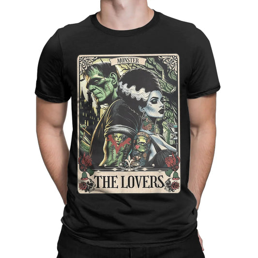 The Monster Frankenstein And Bride Men's T Shirt  Humorous Tees Short Sleeve Crew Neck T-Shirt Pure Cotton Party Clothing Good Vibrations
