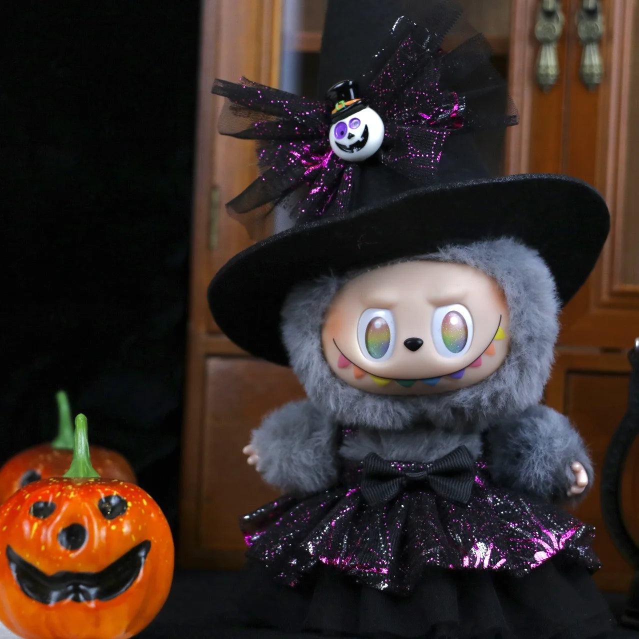 17cm Dolls Clothing For Labubu Outfit Accessories Sitting Party Halloween Trick-Or-Treat Series Devil Angel Purple Dress Good Vibrations