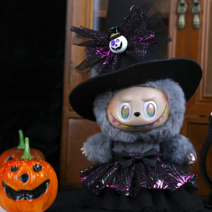17cm Dolls Clothing For Labubu Outfit Accessories Sitting Party Halloween Trick-Or-Treat Series Devil Angel Purple Dress Good Vibrations