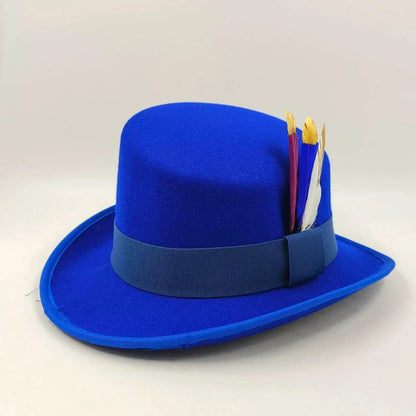 New High Quality Man Fedora Unisex Gentleman Cosplay Derby Bowler Hat British Shape Hat Autumn Magic Hat Feather Accessories Good Vibrations