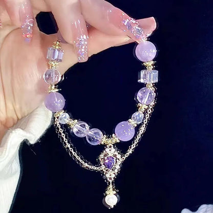 New Luxury Elegant Crystal Beads Bracelet for Women Butterfly Dreamcatcher Tassel Charm Bracelet Girl Party Fashion Jewelry Gift Good Vibrations