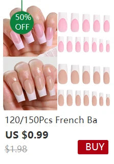 120pcs Pink French Tip Press-On Nails Medium Length Square Shape With Glossy Finish False Nails Full Cover Pre-Shaped Fake Nails Good Vibrations