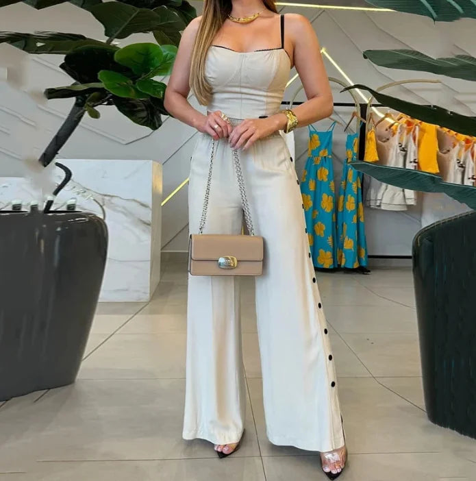 Two Piece Set for Woman 2025 Summer Casual Matching Sets Outfits Women's Sexy Tank Tops Elastic High Waist Wide Leg Pants Set Good Vibrations