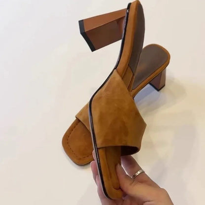 High Heels Women 2026 New French Sexy Open Toe High Heel Sandals and Slippers Square Toe Slippers Good Vibrations
