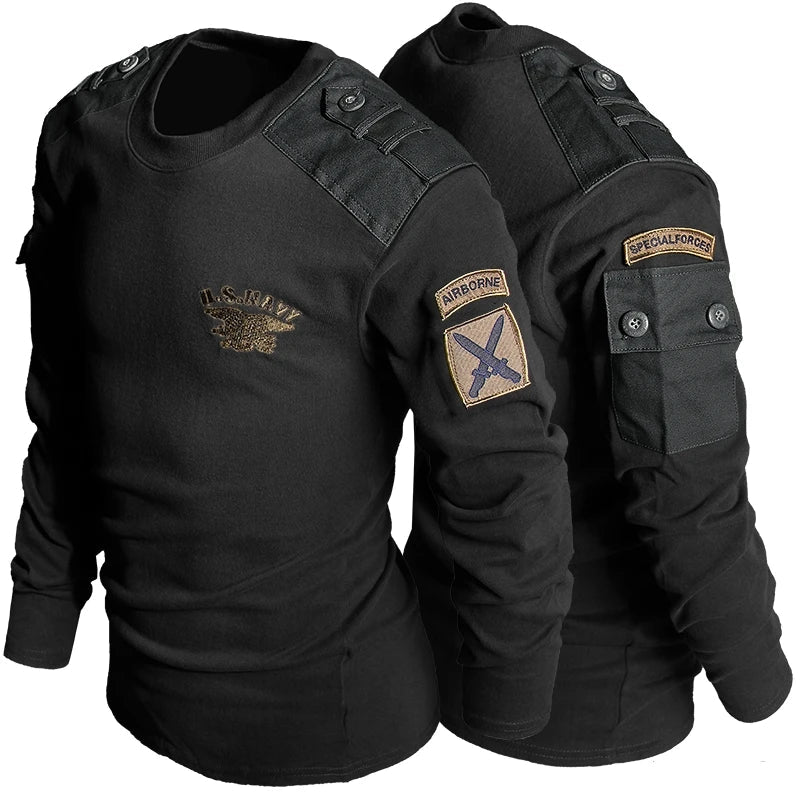 Army Tactical T-shirt Men's Spring Autumn Long Sleeve Military T Shirt Combat Clothes Uniform Tops Round Neck Cotton Tee 4XL Good Vibrations
