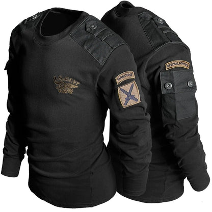 Army Tactical T-shirt Men's Spring Autumn Long Sleeve Military T Shirt Combat Clothes Uniform Tops Round Neck Cotton Tee 4XL Good Vibrations
