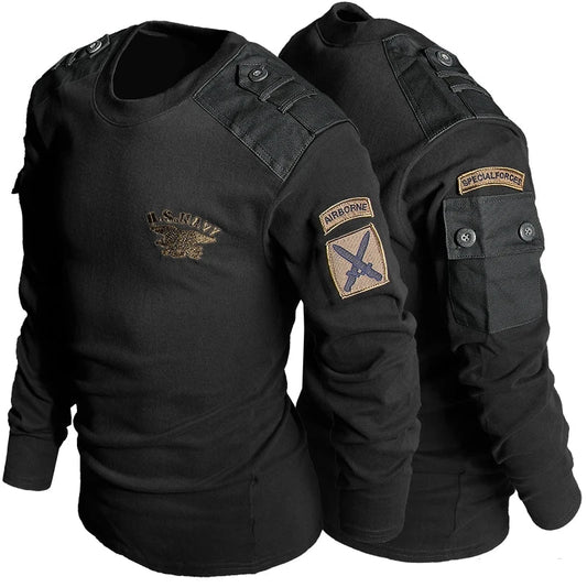 Army Tactical T-shirt Men's Spring Autumn Long Sleeve Military T Shirt Combat Clothes Uniform Tops Round Neck Cotton Tee 4XL Good Vibrations