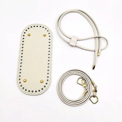 3Pcs DIY Purse Making Kit with Chain PU Leather Bucket Bag Base & Shoulder Strap Crochet Handbag Accessories ﻿ Good Vibrations