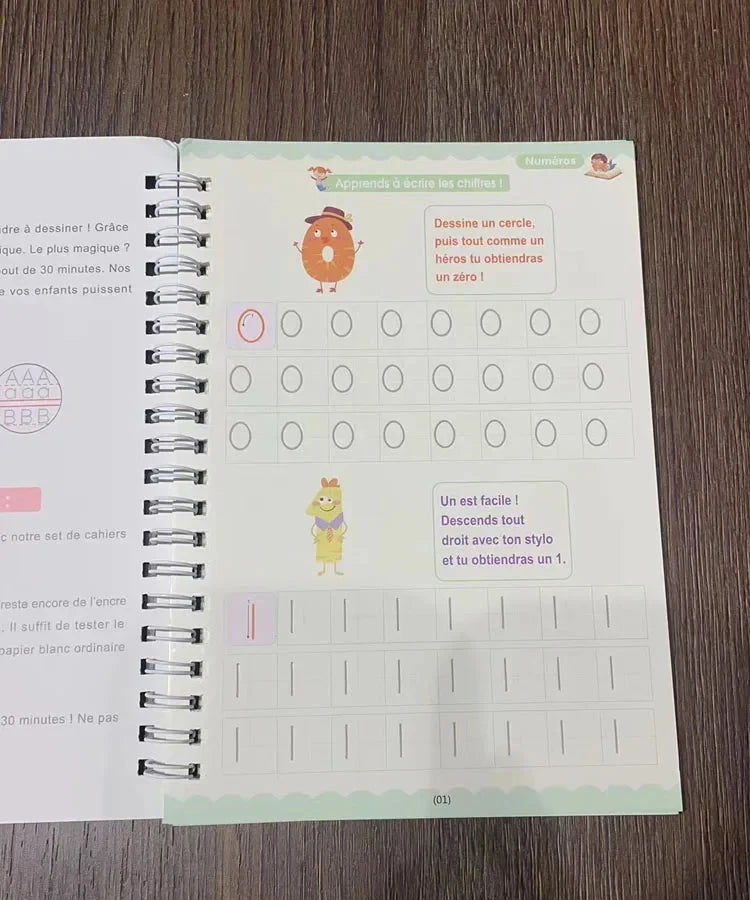 4 Books Montessori SANK English Magic Copybook Reusable Writing Practice 3D Calligraphy Book Wipe-free Education Books Good Vibrations