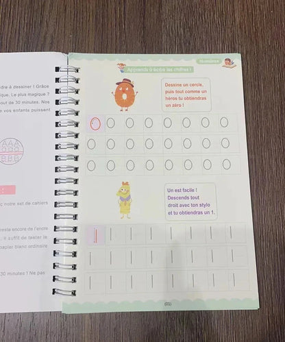 4 Books Montessori SANK English Magic Copybook Reusable Writing Practice 3D Calligraphy Book Wipe-free Education Books Good Vibrations