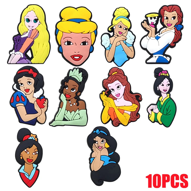 1-17pcs MINISO Hot Toys Princess Seri Series Shoe Charms For Croc Sandals, PVC Shoe Decorations Accessories Christmas Gif Good Vibrations