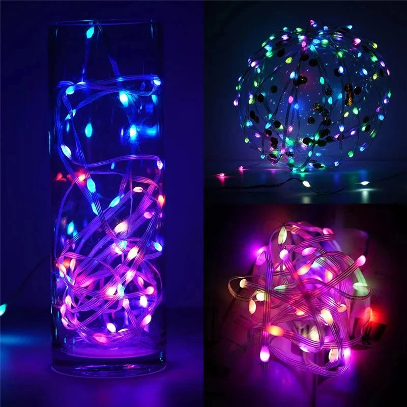 Christmas Tree Lights Outdoor Indoor, 100LED 10M WS2812B RGBIC Lights, String Lights IP65 Waterproof Bluetooth Fairy LED String Good Vibrations