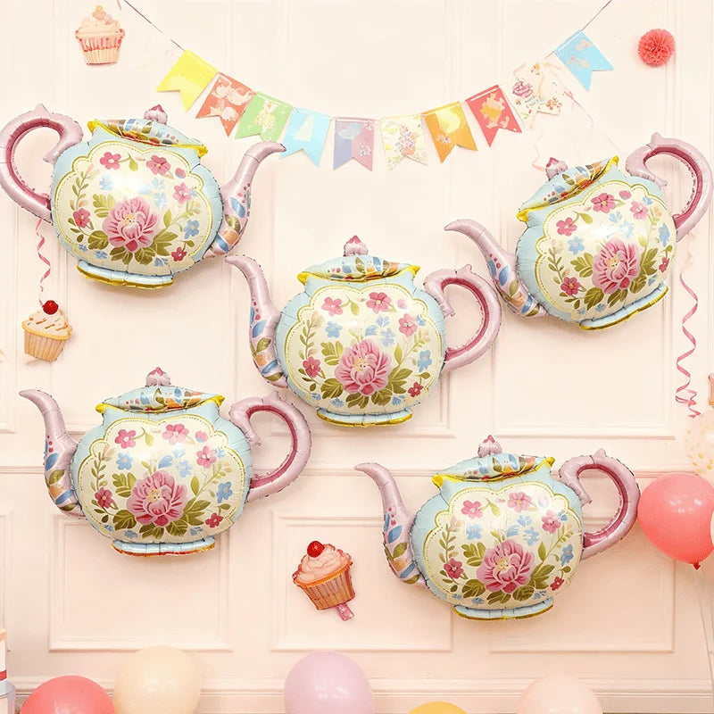 1 Tea Party Teapot Balloon, Party Balloons, Party Decorations, Photo Booth Props, Suitable for Afternoon Tea Themed Events, Birthday Good Vibrations