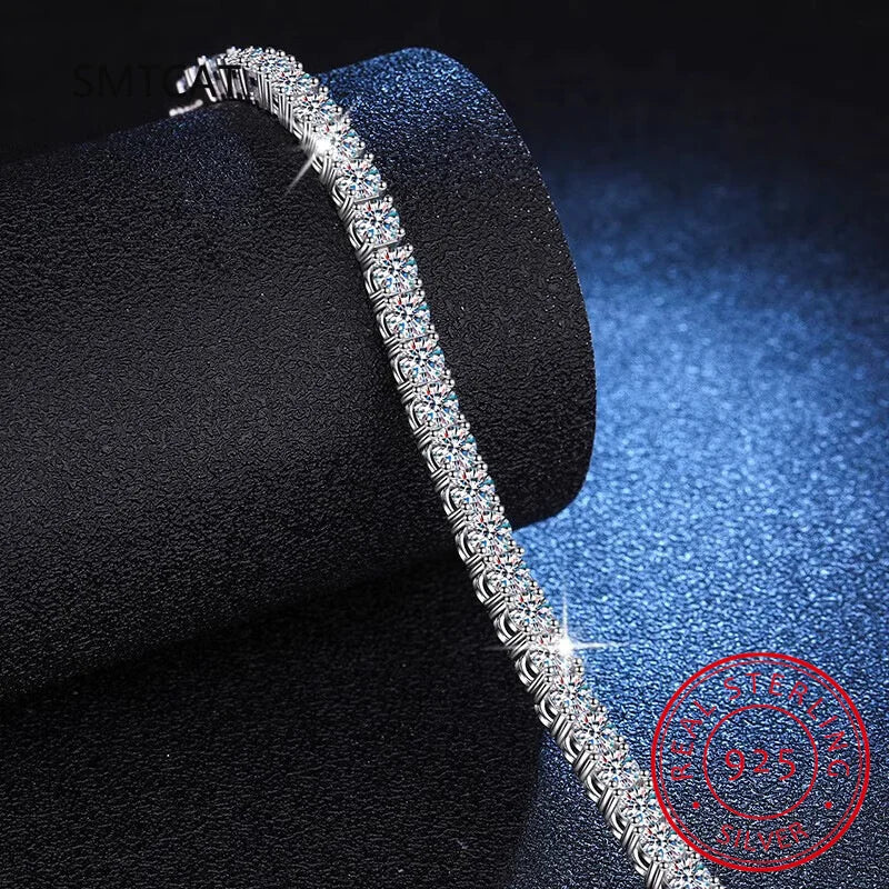 Charm Bracelet For Women High Quality S925 Silver Platinum Plated Moissanite Bracelet Sparkling Personality Wedding Jewelry Gift Good Vibrations