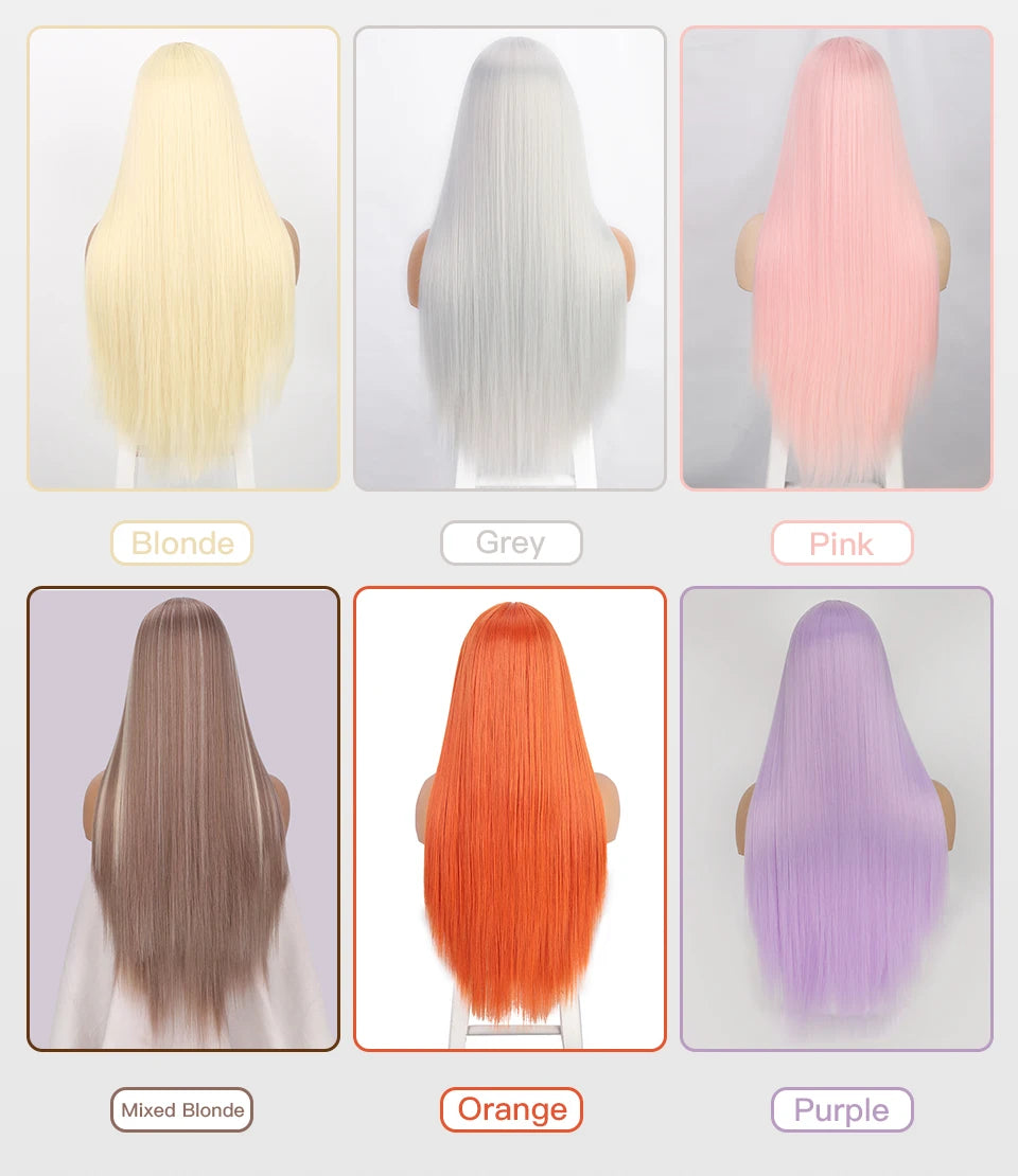 I's a wig Long Straight White Cosplay Wigs Synthetic Wigs for Women 60 613 Blonde Grey Pink Black Color for Daily Party Lolita Good Vibrations
