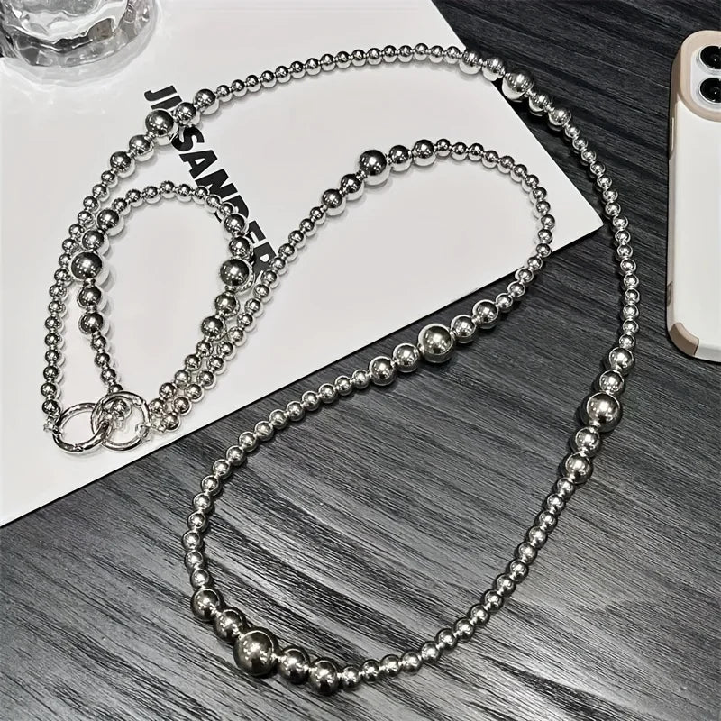 Holiday party gifts for friends and family, long silver bead hanging rope, phone case, bag, pendant Good Vibrations