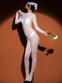 Shiny High Cut Patchwork Hook Finger Bodystocking Nylon Catsuit Close Open Crotch Bodysuit Tight Sexy Leotard Conjoined Lingerie GOOD Vibrations