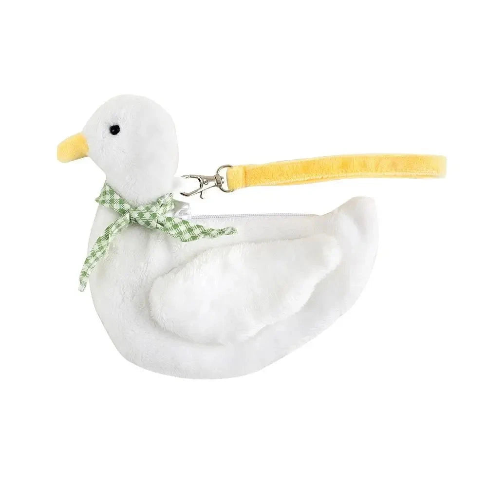 Cute Animal Plush Duck Coin Purse Zipper Large Capacity Animal Handbag Ins Style Cartoon Cartoon Wrist Bag Shopping Good Vibrations