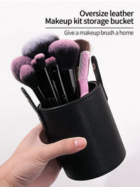 Makeup Brush Holder PU Leather Travel Empty Cosmetic Brushes Pen Bucket Makeup Artist Bag Brushes Organizer Make Up Tools Good Vibrations