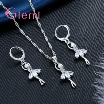 Beautful Elegant Women Jewelry Sets Pure 925 Sterling Silver Accessories For Women Romantic Gifts Pendant Necklace Hoop Earring Good Vibrations
