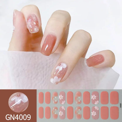 20Tips Semi-Cured Gel Nail Sticker Pure Color Uv/Led Lamp Gel Nail Polish Wraps Long-Lasting Full Cover Gel Sticker Nail Decor Good Vibrations