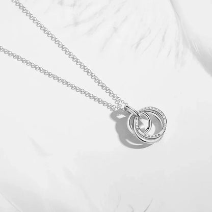 Kaletine Authentic 925 Sterling Silver Family Always Encircled Infinity Necklace with Crystal for Women Jewelry Gift Good Vibrations