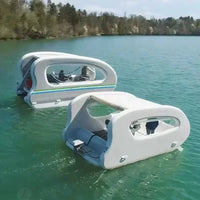 Floating Inflatable Electric Boat, Solar Powered, Sustainable Inflatable Houseboat, with Engine for Water Fun Good Vibrations