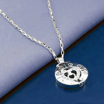 Couple Necklace 925 Silver Heart Circle Men & Women Love Gift Set Chain Good Vibrations