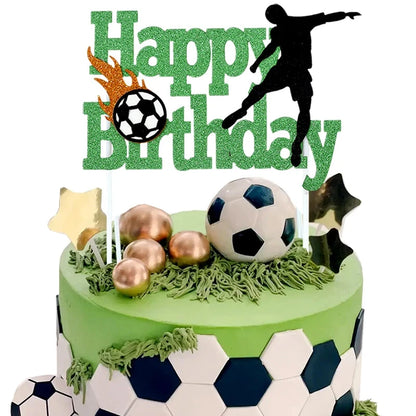 Football Birthday Cake Toppers Soccer Field Players Doll Cupcake Topper For Kids Birthday Sport Party Cake Decor DIY Baking Tool Good Vibrations