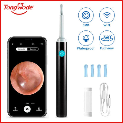 Wireless Visual Ear Endoscope Spoon Safe Silicone Earpick 5MP Camera Ear Wax Remover Luminous Otoscope 3.9mm Ear Cleaning Tools Good Vibrations