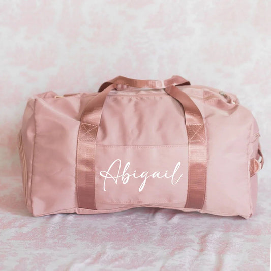 Personalized Duffle Bag with Name Birthday Gift for Her Wedding Gift for Bridal Party Gifts Large Weekender/Gym Bags Good Vibrations