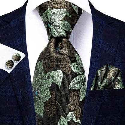 Jacquard Peacock Blue Novelty Design Wedding Tie For Men Hanky Cufflinks Gift Mens Necktie Set Business Party Dropshipping Good Vibrations
