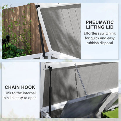 4.7 x 2.5FT Outdoor Horizontal Storage Shed, Lockable Trash Can Storage with Chain Lid, Gray Good Vibrations