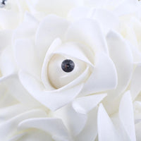 1Pc Rose Bouquet Bridal Wedding PE Foam Flower Ribbon Wedding Simulation Bouquet With Faux Crystal for Party Church Decor Good Vibrations