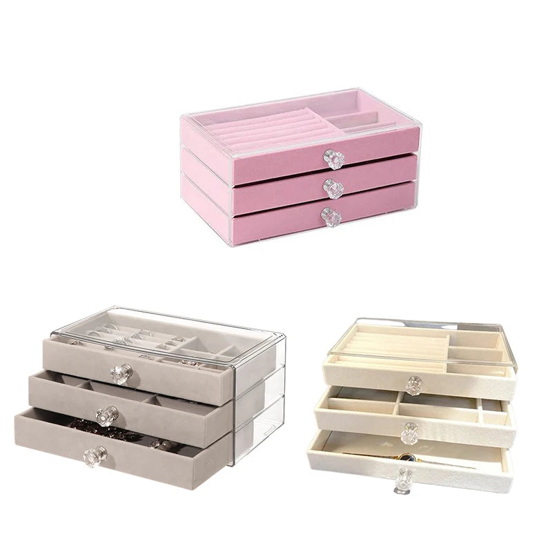 Jewelry Storage Box Home Jewelry Display Box Multi-layer Drawer Necklace Earring Ring Jewelry Organizer Good Vibrations