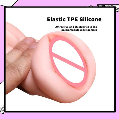 Realistic textured male masturbator with elastic TPE silicone design.