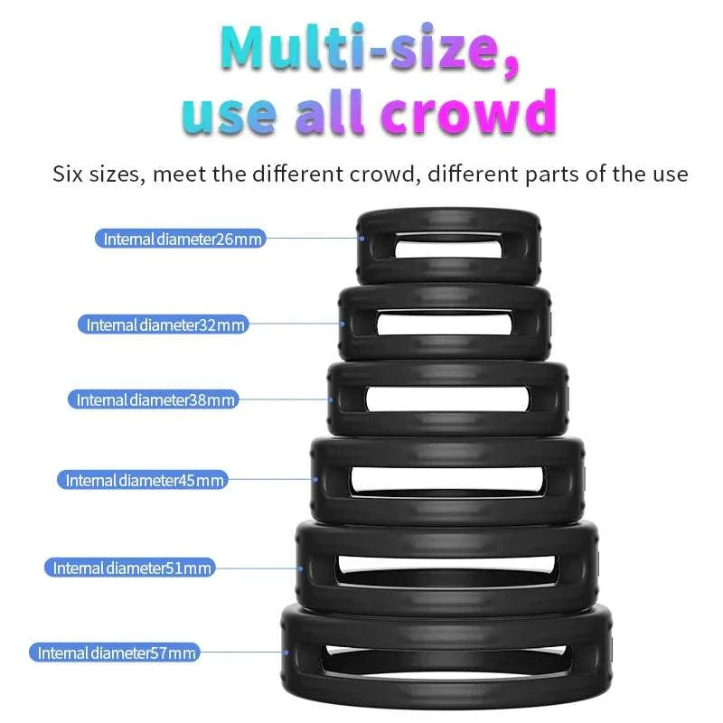 Multi-size semen lock ring male masturbator for delayed ejaculation, silicone material.
