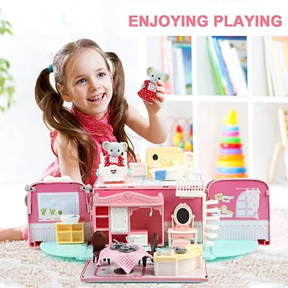 Dollhouse Koala Tour Bus Diary Girl Play House Toy Diy Bedroom Dresser Dining Kitchen Bathroom Shop Pretend Family Toys Girls Good Vibrations